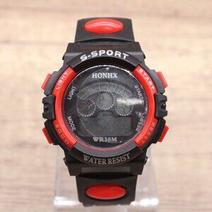 HONHX Digital Watch Mens Black Tone Stainless Steel Classic S-Sport Waterproof